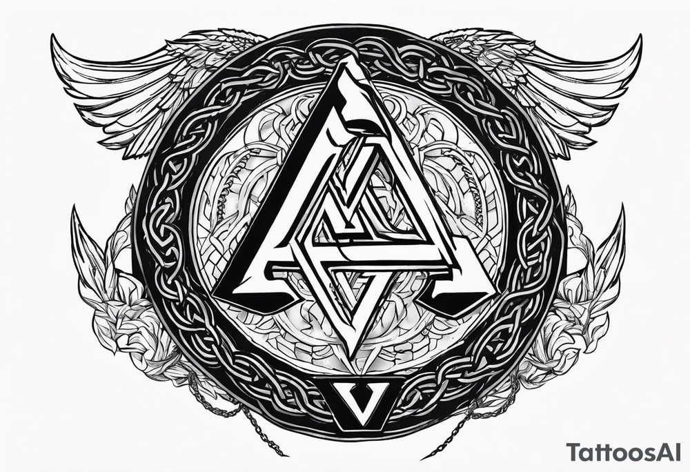 Valhalla round shield axe
Valknut barbed wire chains tattoo idea Valhalla round shield axe
Valknut barbed wire chains tattoo idea