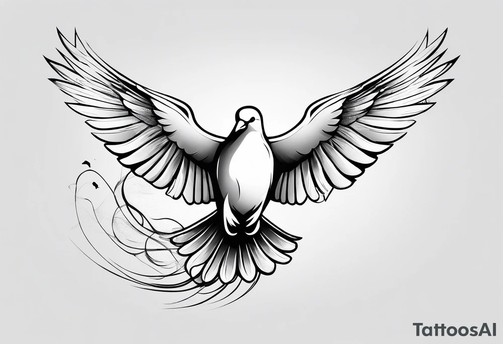 Dove flying horizontally tattoo idea