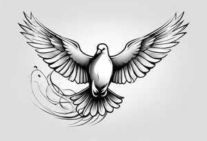 Dove flying horizontally tattoo idea