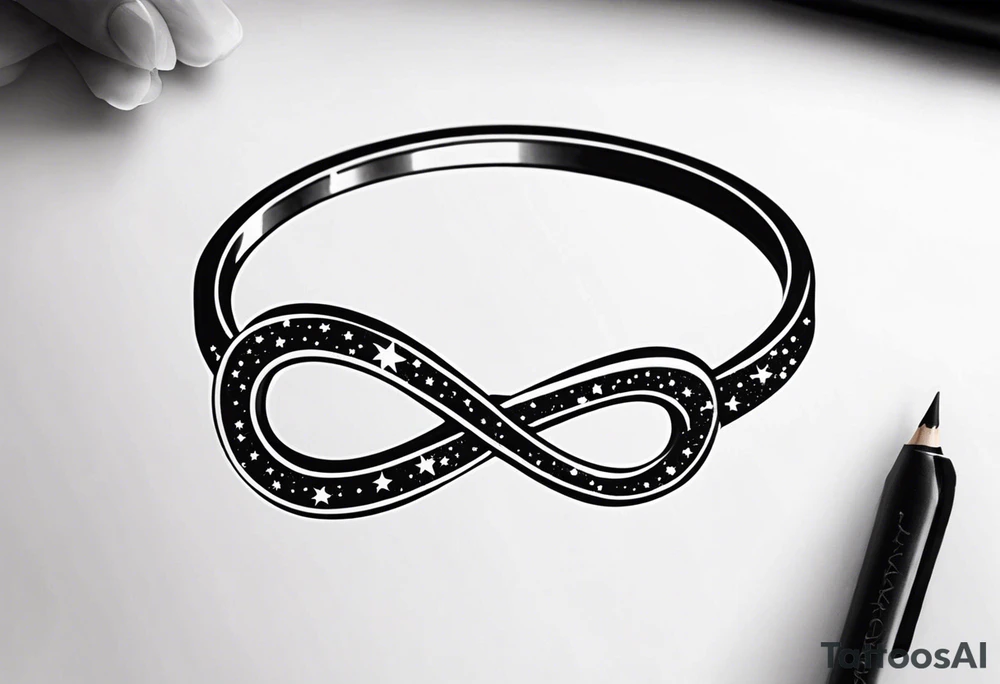 Small Infinity ring with stars tattoo idea