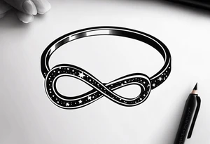 Small Infinity ring with stars tattoo idea