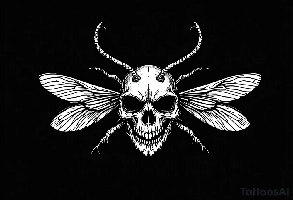 skull flies bug weird tattoo idea