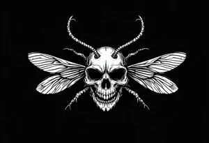 skull flies bug weird tattoo idea