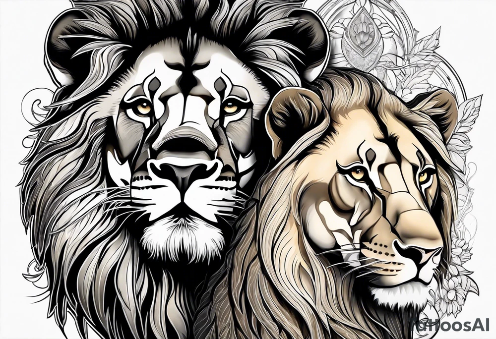 Lion and lioness with august 17 & 18 tattoo idea