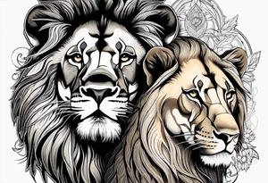 Lion and lioness with august 17 & 18 tattoo idea