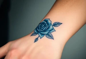 money rose hundreds tattoo in blue tattoo idea