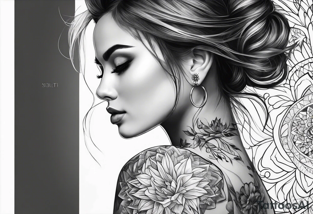 A woman painting the stars tattoo idea