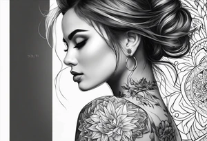 A woman painting the stars tattoo idea
