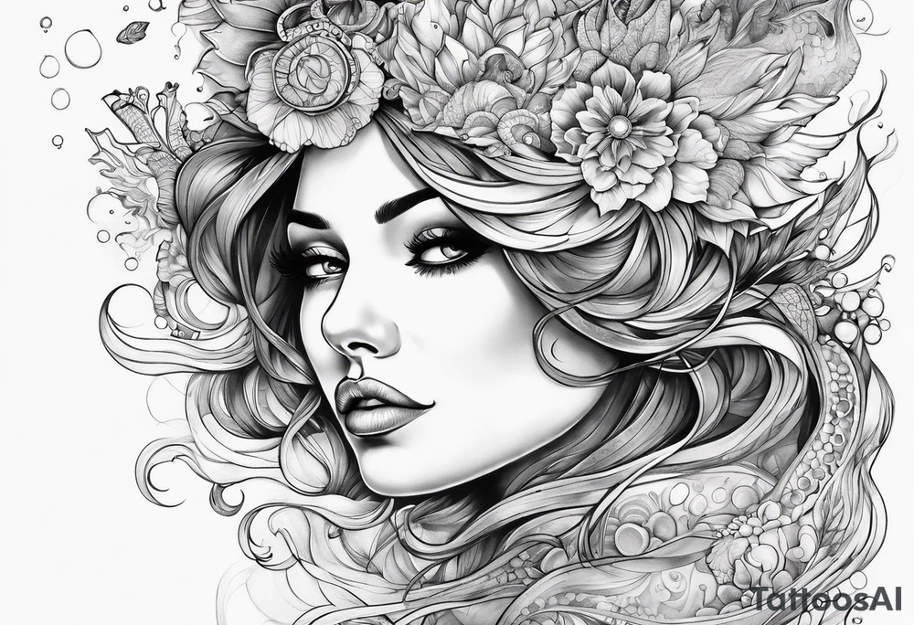Woman under water tattoo idea