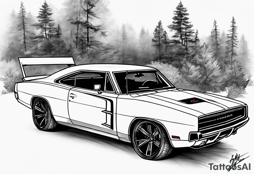 2020 Black Dodge charger tattoo idea