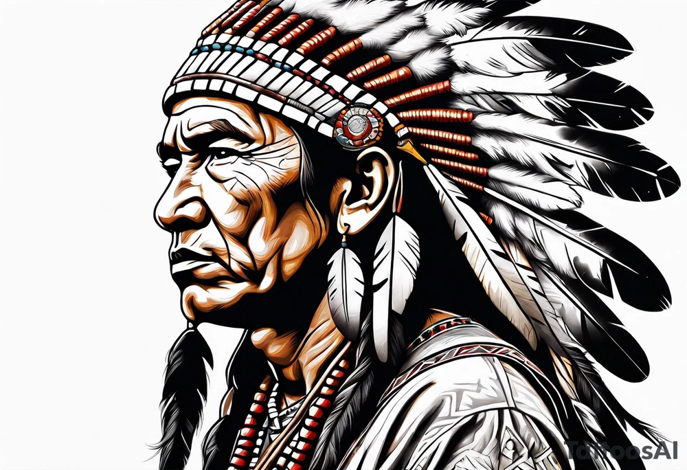 Native American With Rifle tattoo idea