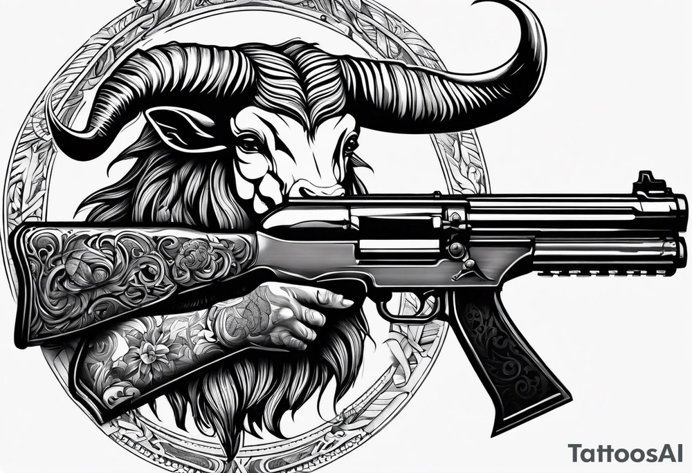 capricorn with sunglasses and shotgun tattoo idea
