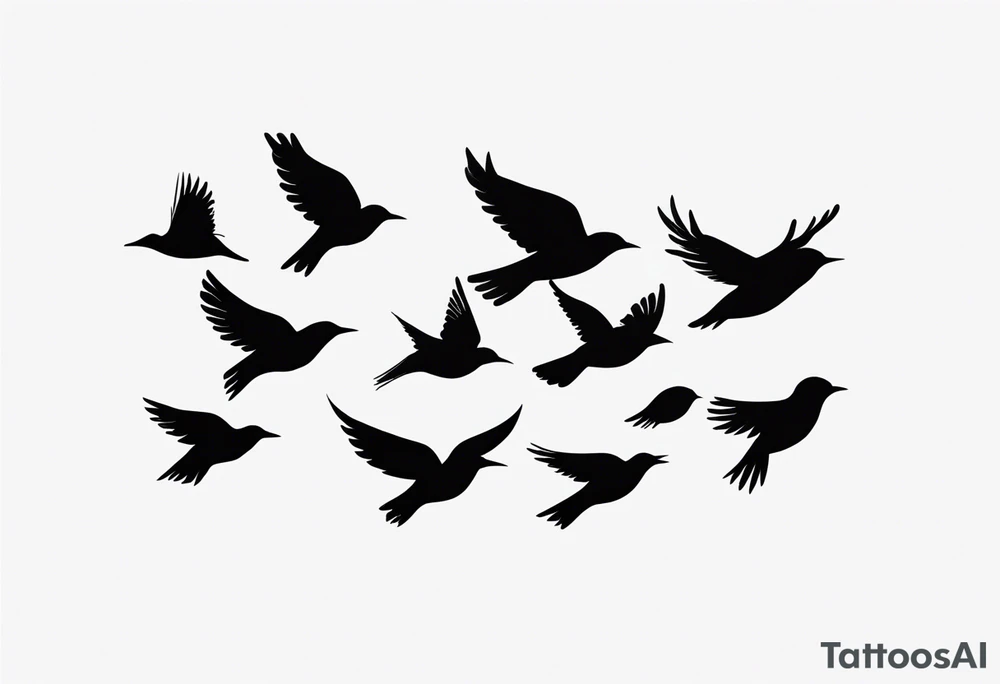 A flock of birds in flight tattoo idea