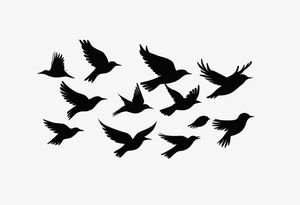 A flock of birds in flight tattoo idea