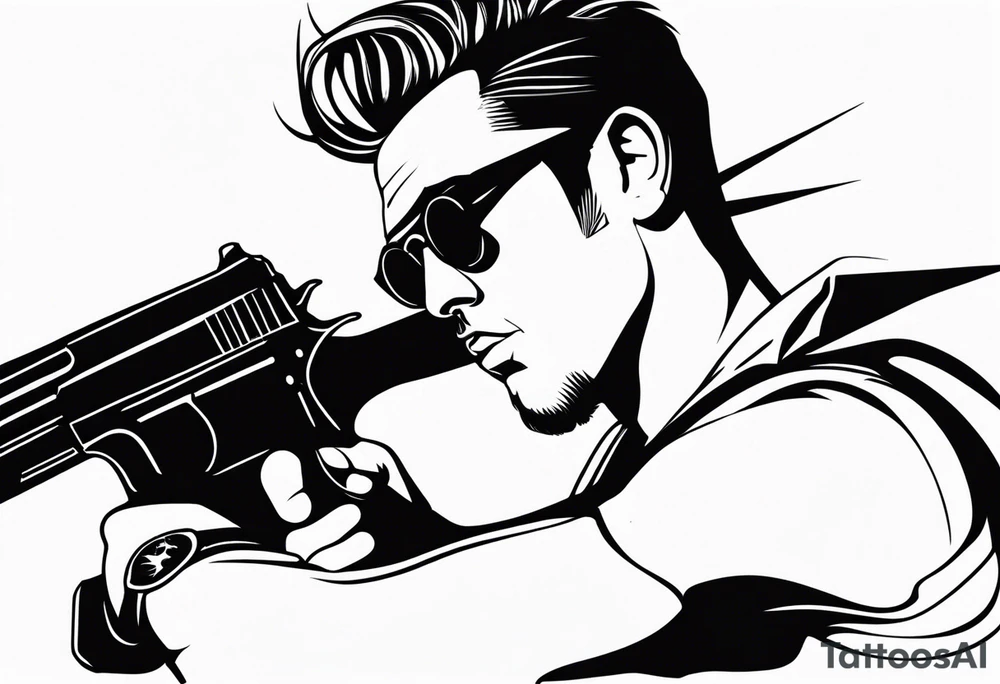 capricorn man with sunglasses and gun tattoo idea