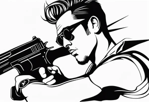 capricorn man with sunglasses and gun tattoo idea