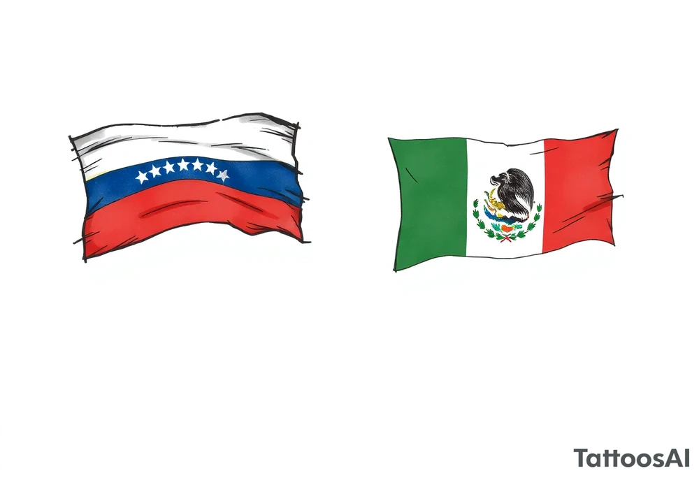 Venezuela and Mexican flag tattoo idea
