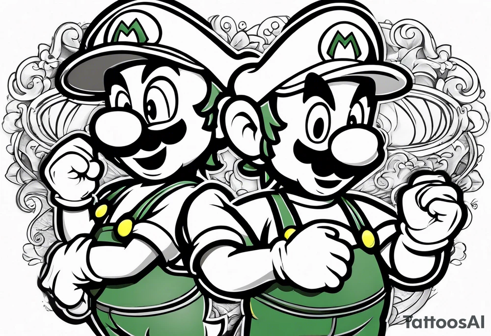 Mario and Luigi half sleeve tattoo idea