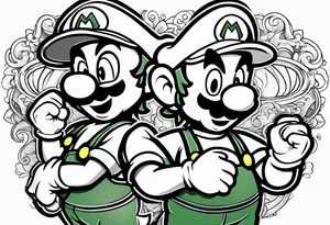 Mario and Luigi half sleeve tattoo idea