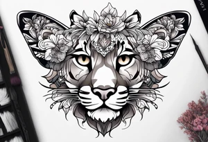 Mountain lion butterfly tattoo idea