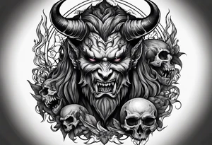 Demon holding a decapitated head tattoo idea