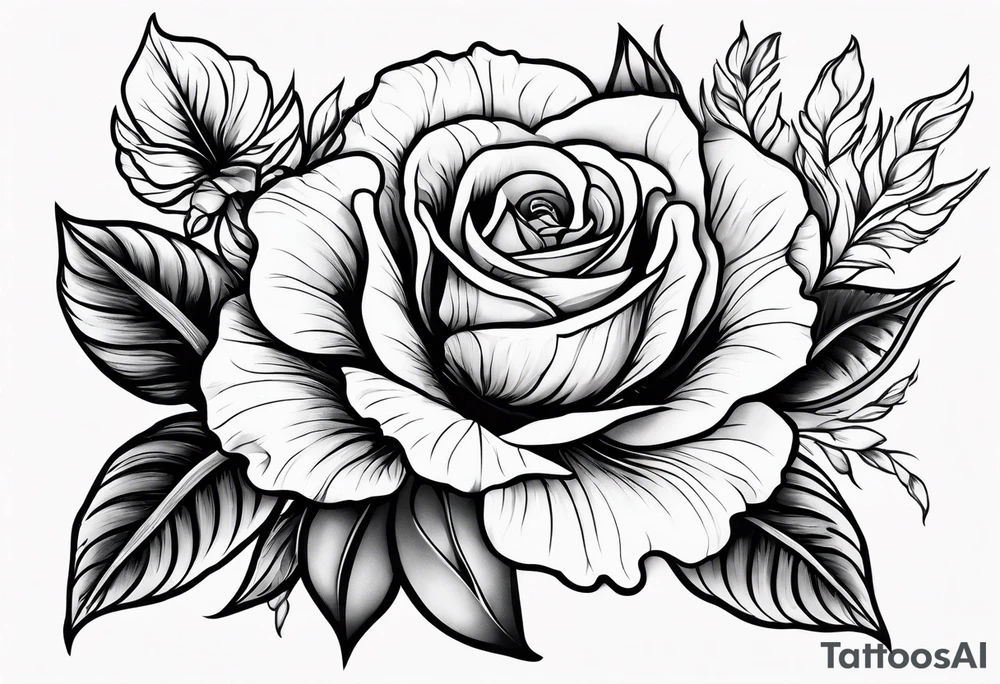 Floral tattoo for men with a rose, gladiolus flowers and a poppy tattoo idea