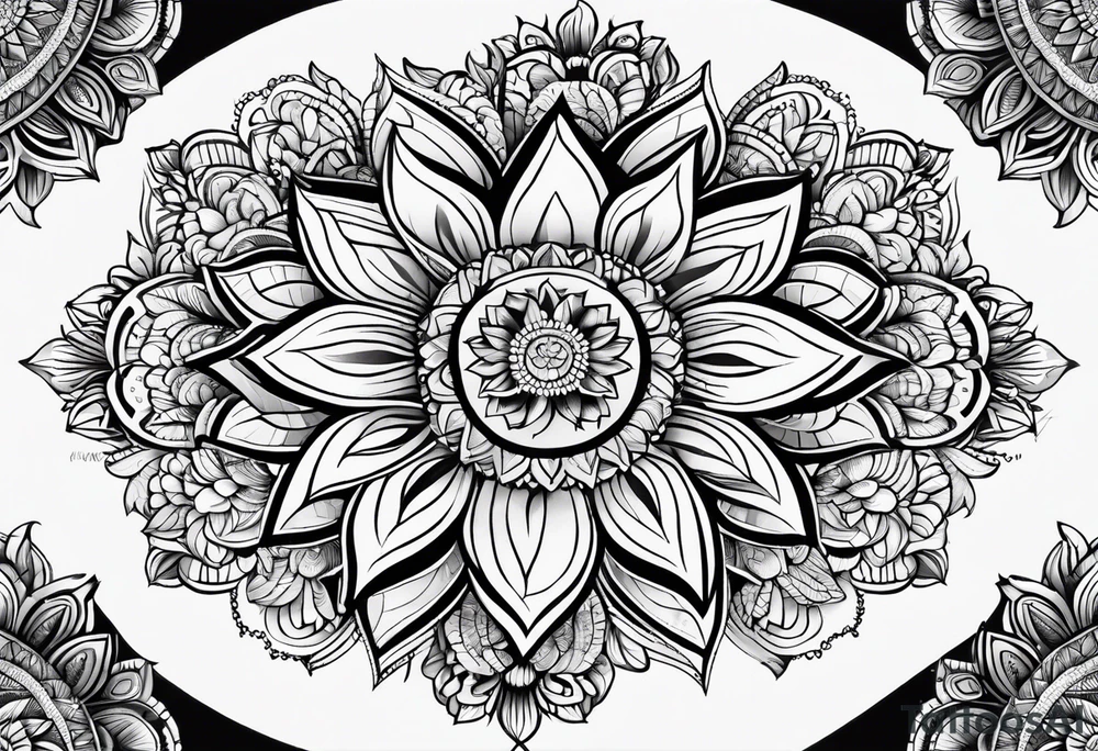Mandala sun flower tattoo idea