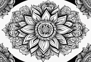 Mandala sun flower tattoo idea