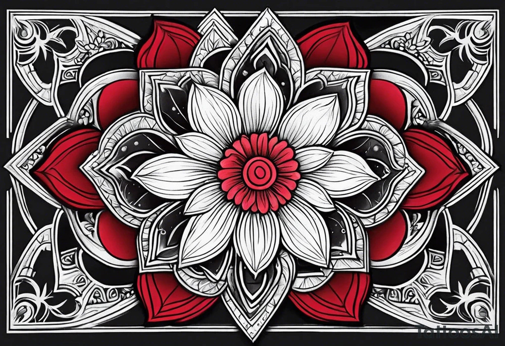 Flowers sun red tattoo idea