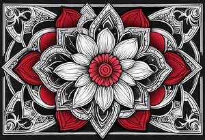 Flowers sun red tattoo idea