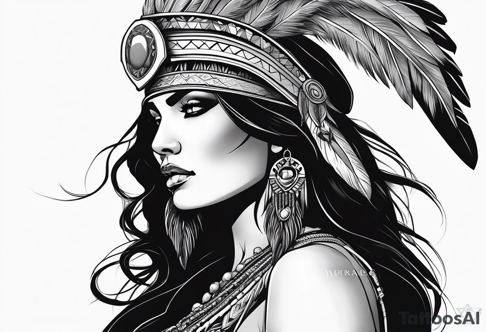kali, valkrye, pirate, goddess, native american, looking right, wing tattoo idea kali, valkrye, pirate, goddess, native american, looking right, wing tattoo idea