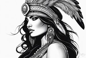 kali, valkrye, pirate, goddess, native american, looking right, wing tattoo idea
