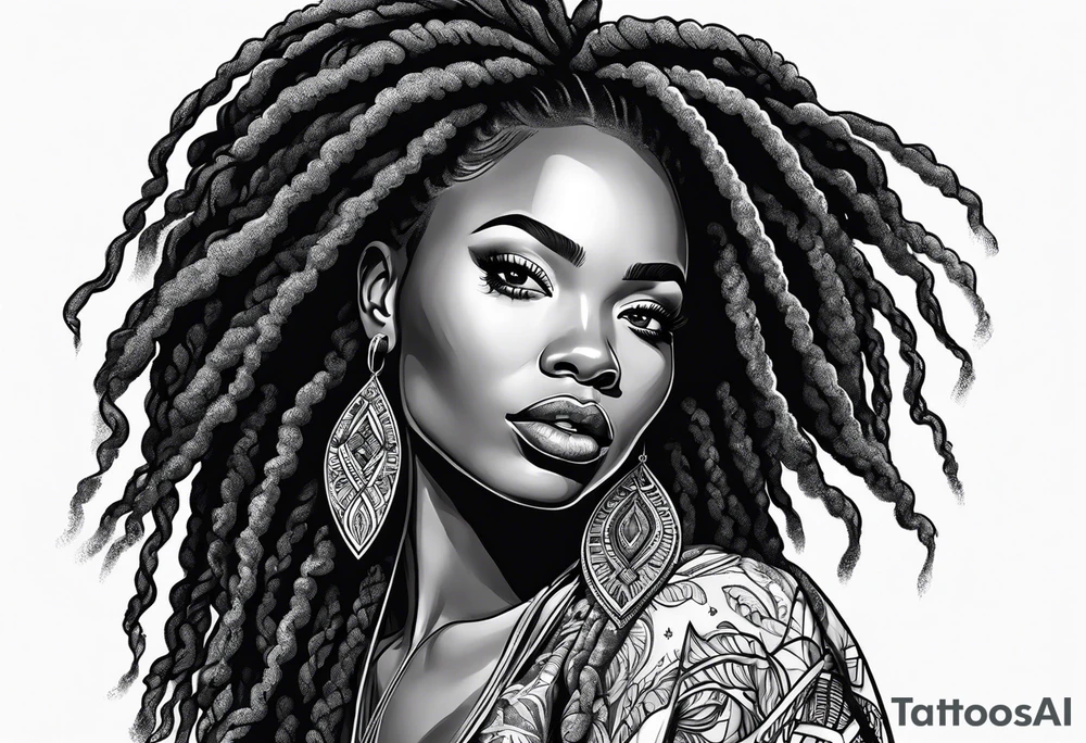 Black woman with locs tattoo idea
