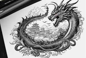 a book with pages falling out that turn into dragons tattoo idea