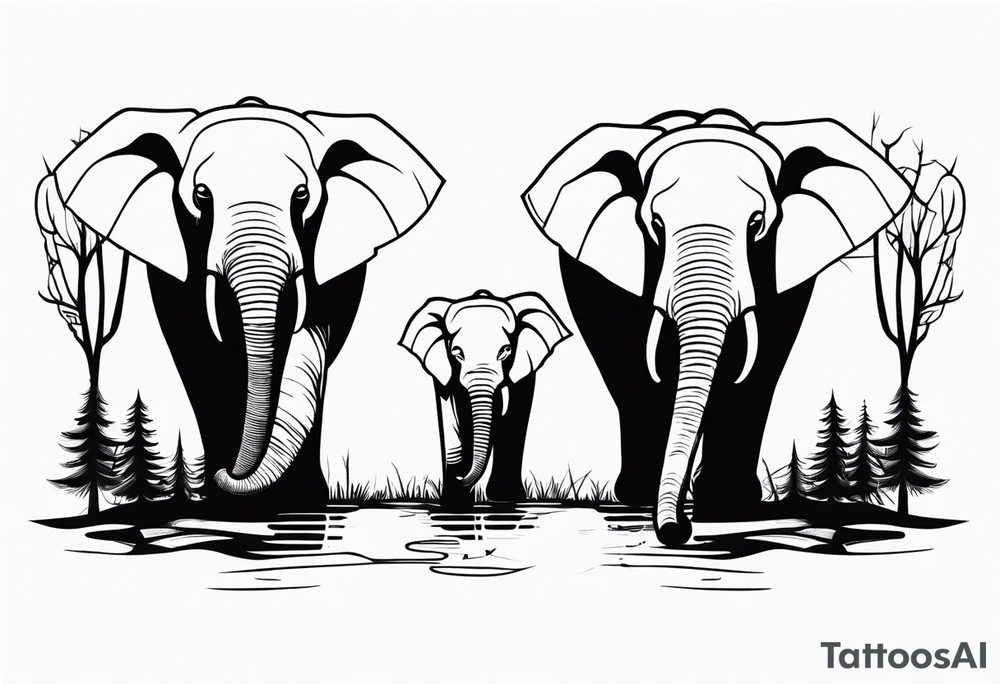 ELEPHANTS IN FOREST tattoo idea