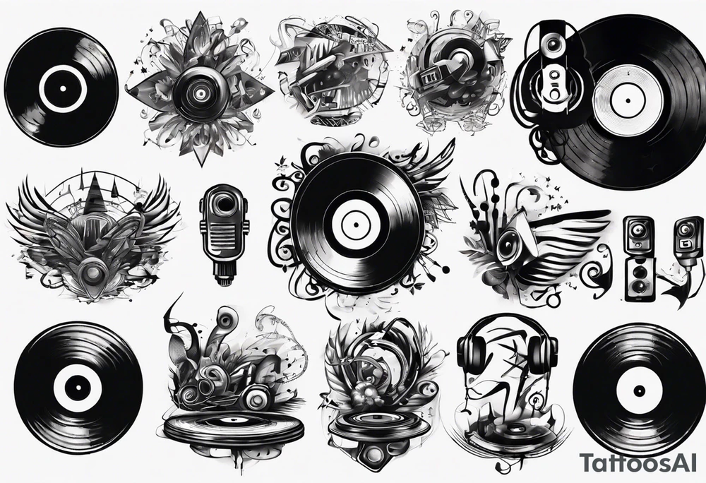 sound music vinyl DJ tattoo idea