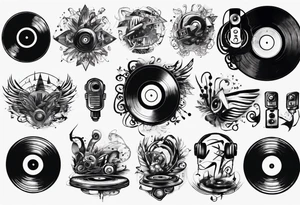 sound music vinyl DJ tattoo idea