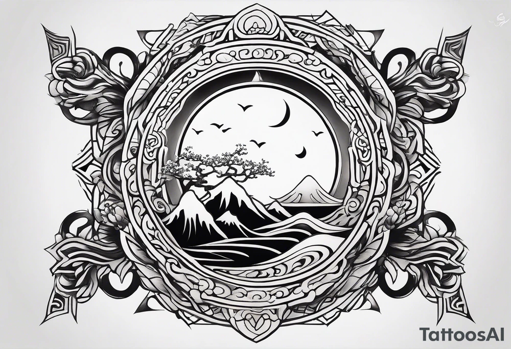 a simple ting yang symbol with water integrated tattoo idea