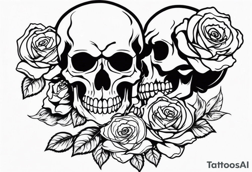 I want free skulls on top of each other melting into each other in the background being roses tattoo idea