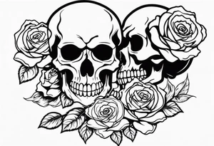 I want free skulls on top of each other melting into each other in the background being roses tattoo idea