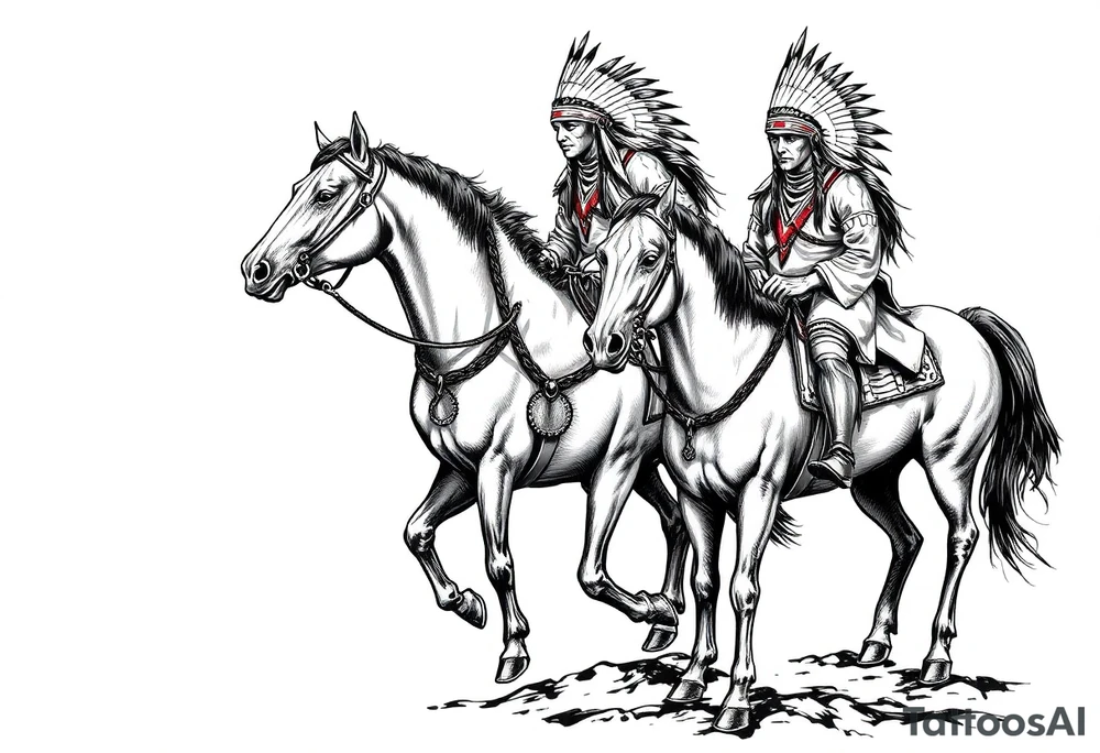 Native American warriors on horses tattoo idea