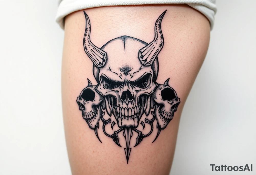 Tribal skulls of the devil tattoo idea