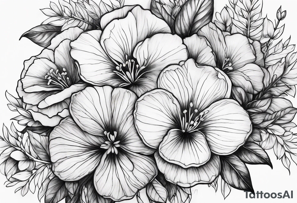 Violet flowers tattoo idea