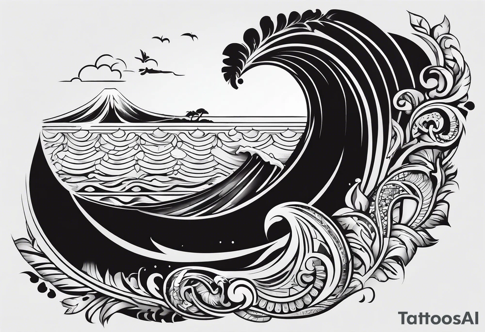 big island of hawaii map in polynesian style tattoo idea