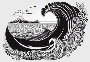 big island of hawaii map in polynesian style tattoo idea