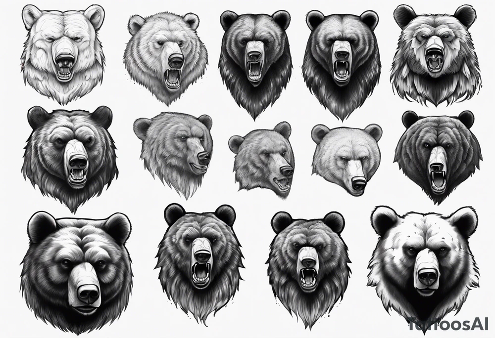 Serious bear coming up behind a city tattoo idea