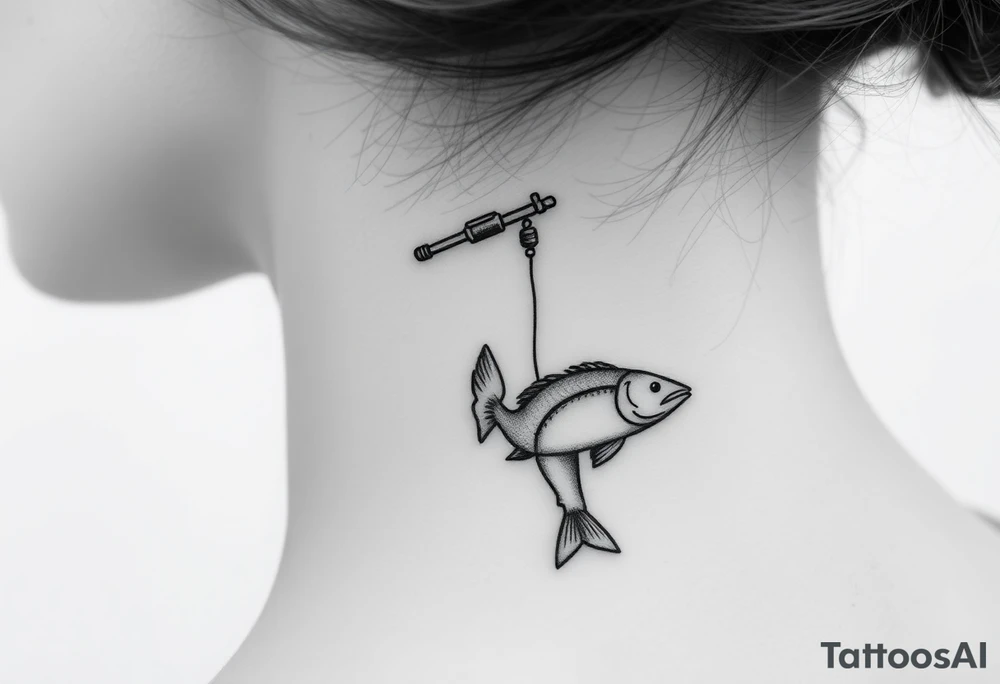 Girly fishing rod with something showcasing South Carolina dangling from it tattoo idea