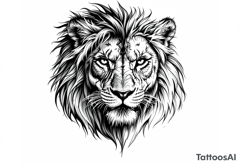 egyptian themed lion (red and black) tattoo idea