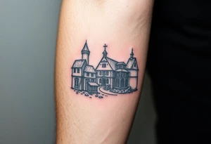 medieval woodcut scene tattoo idea