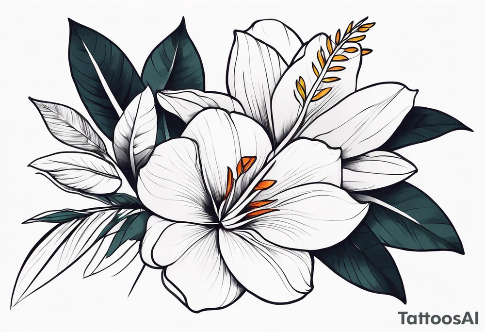 tropical flower sleeve tattoo idea